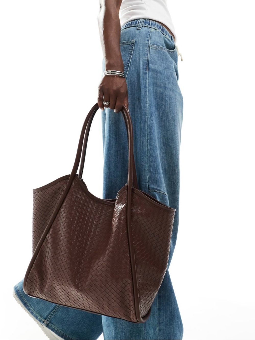 Asos Design Women's Brown Woven Tote Bag
